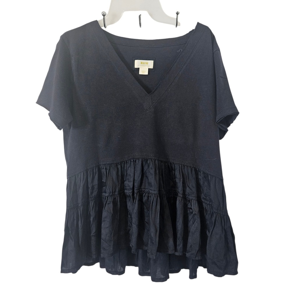 Maeve Anthropologie Louisa Tiered Tee Top Women's Size S Boho Hippie Academia